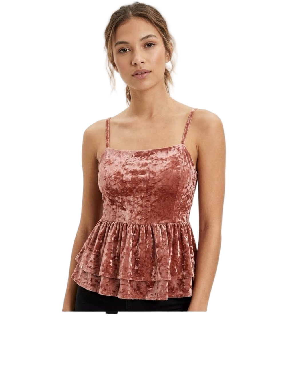 American Eagle Crushed Velour Layer Hem Crop Top NWT Size M